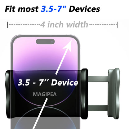 MAGIPEA Phone Holder for Bed, Gooseneck Phone Holder for Desk, Cell Phone Mount with Flexible Long Arm, Compatible with iPhone 17/16 Pro Max, 15, 14, and Other 3.5–7" Devices