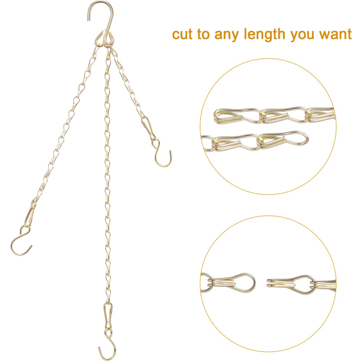 Hotop 12 Set Ceiling Hooks with Hanging Chains for Bird Feeders, Planters, Lanterns, Billboards, Birdbaths, Grow Lights, Chalkboards, Wind Chime and Other Ornaments, Chain Hook DIY (Gold)