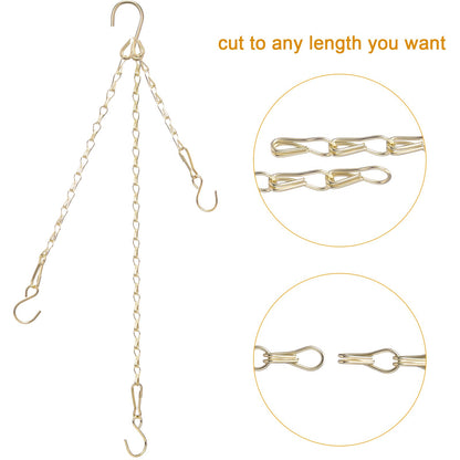Hotop 12 Set Ceiling Hooks with Hanging Chains for Bird Feeders, Planters, Lanterns, Billboards, Birdbaths, Grow Lights, Chalkboards, Wind Chime and Other Ornaments, Chain Hook DIY (Gold)
