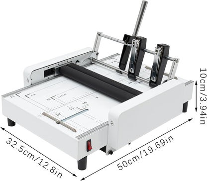 A3 Folding Binding Machine 110V Paper Folding Staple Binding Machine 60W Booklet Making Printing Binder Bookbinding Stapling Equipment Folder Making Binding Industry Factories Schools