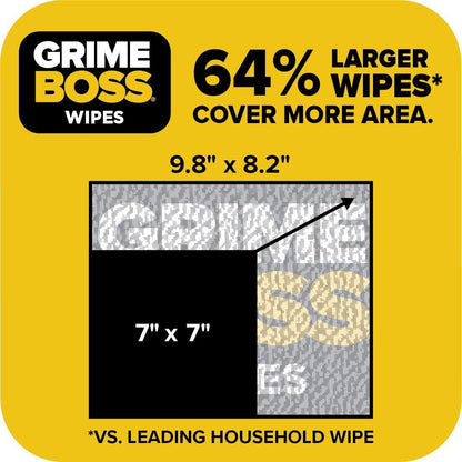 Grime Boss Heavy Duty Surface and Hand Wipes (2x60ct) | Remove Paint, Oil, Grease, Adhesives, Mud, Dirt | Workshop Replace Cleaners like Rags, Towels, Pumice, Soap