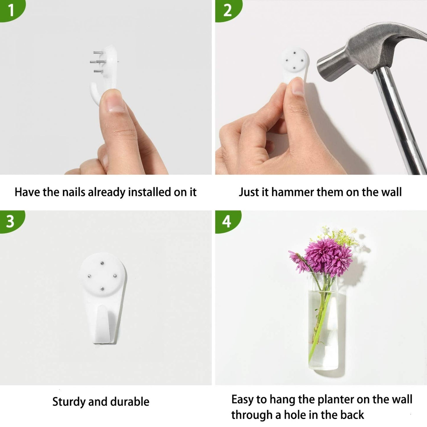 Vumdua 4 Pack Glass Planters, Clear, 5.9 in H x 1.85 in D, Suitable for Most Water Plants, Perfect for DIY Propagation Station, Easy to Install, Elegant and Functional