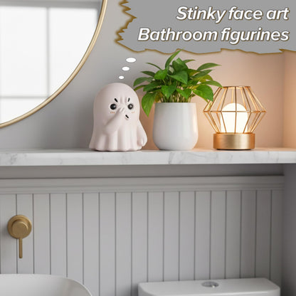 orenm Holding Nose Ghost Figurines - Cute Halloween Decor Indoor Resin Ghost Figurines,Funny Bathroom or Shelf Knick Knacks Statue,Home Bedroom Office Desk Decor Art,Gifts for Ghost Lovers