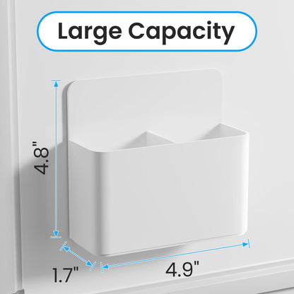 First-zgel 3 Pack Magnetic Pen Holder, Wall Mount Magnetic Dry Erase Marker Holder with Large Compartments, Self Adhesive Marker Pen Pencil Organizer for Whiteboard Fridge Locker Accessories (White)