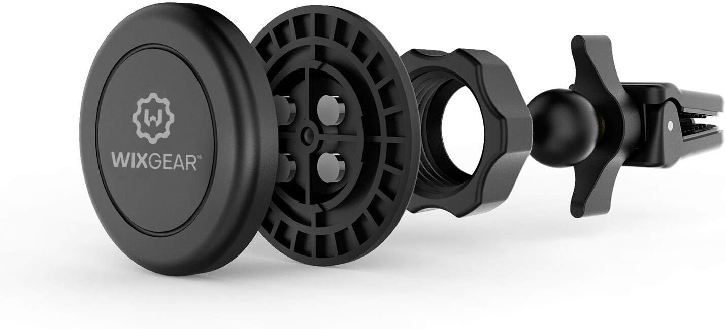 WixGear Universal Twist-Lock Air Vent Magnetic Car Mount Holder for Cell Phones with Fast Swift-snap Technology – Supports Devices up to 14oz
