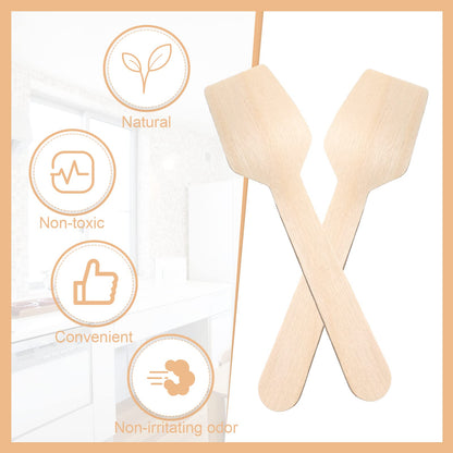 Sieral 1000 Pack 3.74" Disposable Mini Wooden Spoons Bulk Square End Tasting Sampling Ice Cream Spoons for Tasting Yogurt, Ice Cream, Dessert