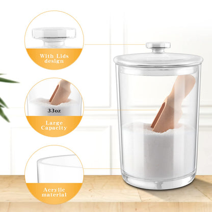 1000ML/33OZ Acrylic Bath Salt jar With Scoop Bath Salt Containers with Lids and Scoop Bath Salt Big Jar for Salt Candy Tea