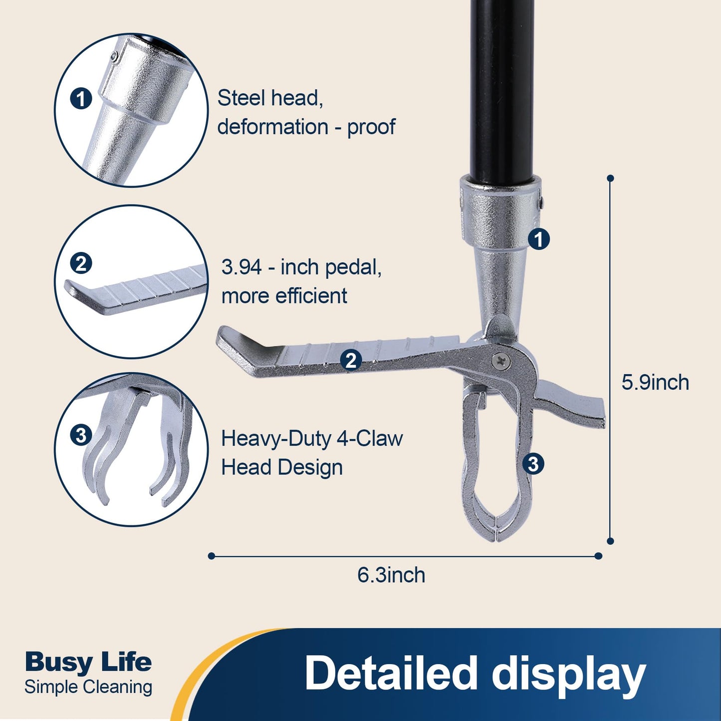Yocada Weed Puller Tool Stand Up Weed Remover Tool with 4 Claw Steel Head Weeder Tool Long Handle Garden Hand Weeding Tool Easily Remove Weeds Roots Without Bending Pulling Kneeling 62.59"