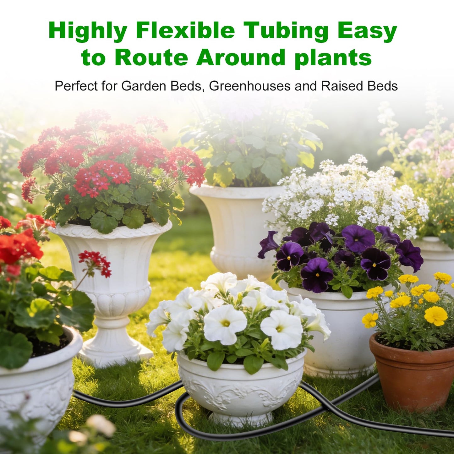 5/16 Inch Blank Drip Irrigation Tubing, 60FT Distribution Hose for Garden, Greenhouse & Raised Beds, Flexible UV-Resistant Watering Line for Drip Irrigation Systems