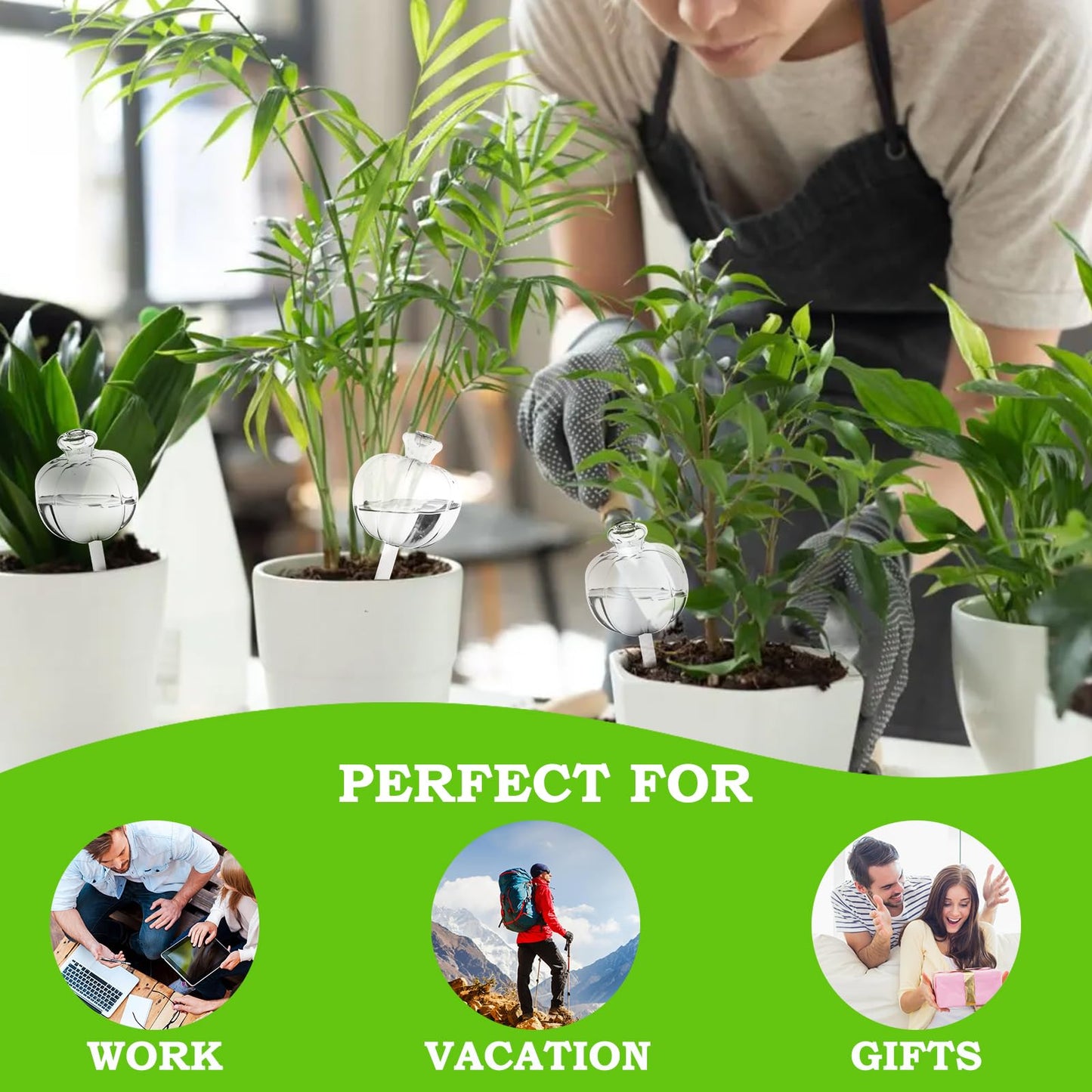 Suyeah 6 Pack Plant Watering Globes Top Fill, Self Watering Planter Spikes Insert, Self Watering Planter Insert Plant Watering Devices Plant Watering Bulbs for Indoor and Outdoor (Pumpkin)