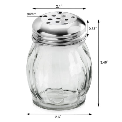 New Star Foodservice Glass Swirl Cheese & Crushed Red Pepper Shaker with Stainless Steel Perforated Top, 6-Ounce, Set of 12