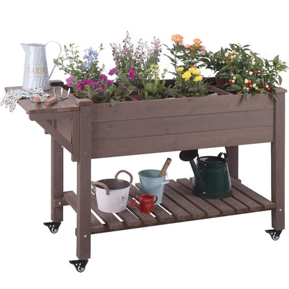 GUTINNEEN Raised Garden Bed Mobile Outdoor Planter Box with Legs for Vegetables Flower Herb, Large Storage Garden Box on Wheels