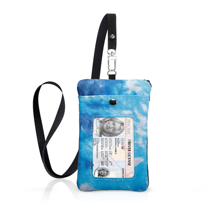 XEYOU Small Womens Wallet with ID Window Minimalist Badge Holder with Side Zip Pocket, Multiple Card Slots with Neck Lanyard for Office Staffs, Teachers/Students, Couriers, Workers