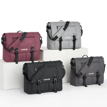 Hanke Durable Messenger Bag for Men with 15.6 Laptop Case, Business Cross Body Bag Briefcase for Women,School or Work Tote Bag Large Messanger Bag.（Dark Grey）