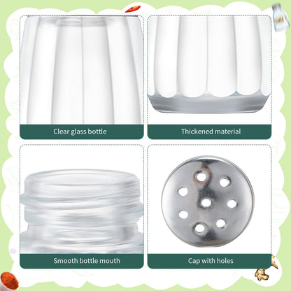 100 Pack Mini Salt and Pepper Shakers Bulk Glass Salt and Pepper Holders Small Clear Parmesan Cheese Spice Shaker Tiny Retro Style Dispensers with 10 Plastic Mini Funnels 100 Tags 100 Ropes