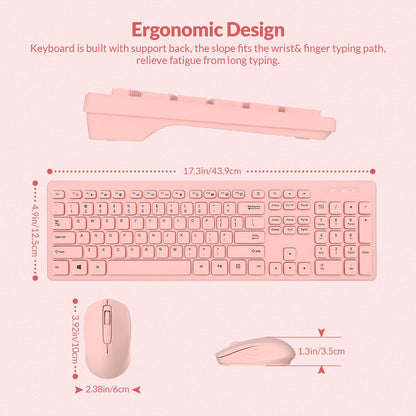 Wireless Keyboard and Mouse Combo - Rii Standard Office PC Keyboard and Optical Wireless Mice (Black)