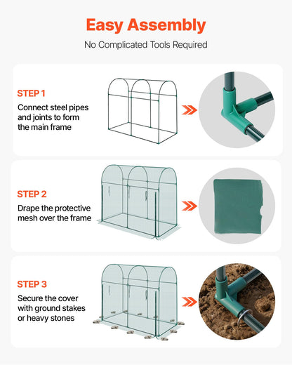 VEVOR Crop Cage, 5.9 x 2.98 x 4.9 ft Plant Protection Tent with Zippered Door, Wind-Resistant Tall Crop Cage, Easy to Install, Outdoor Raised Bed Cover with Frame, Plant Netting for Garden Patio Lawn
