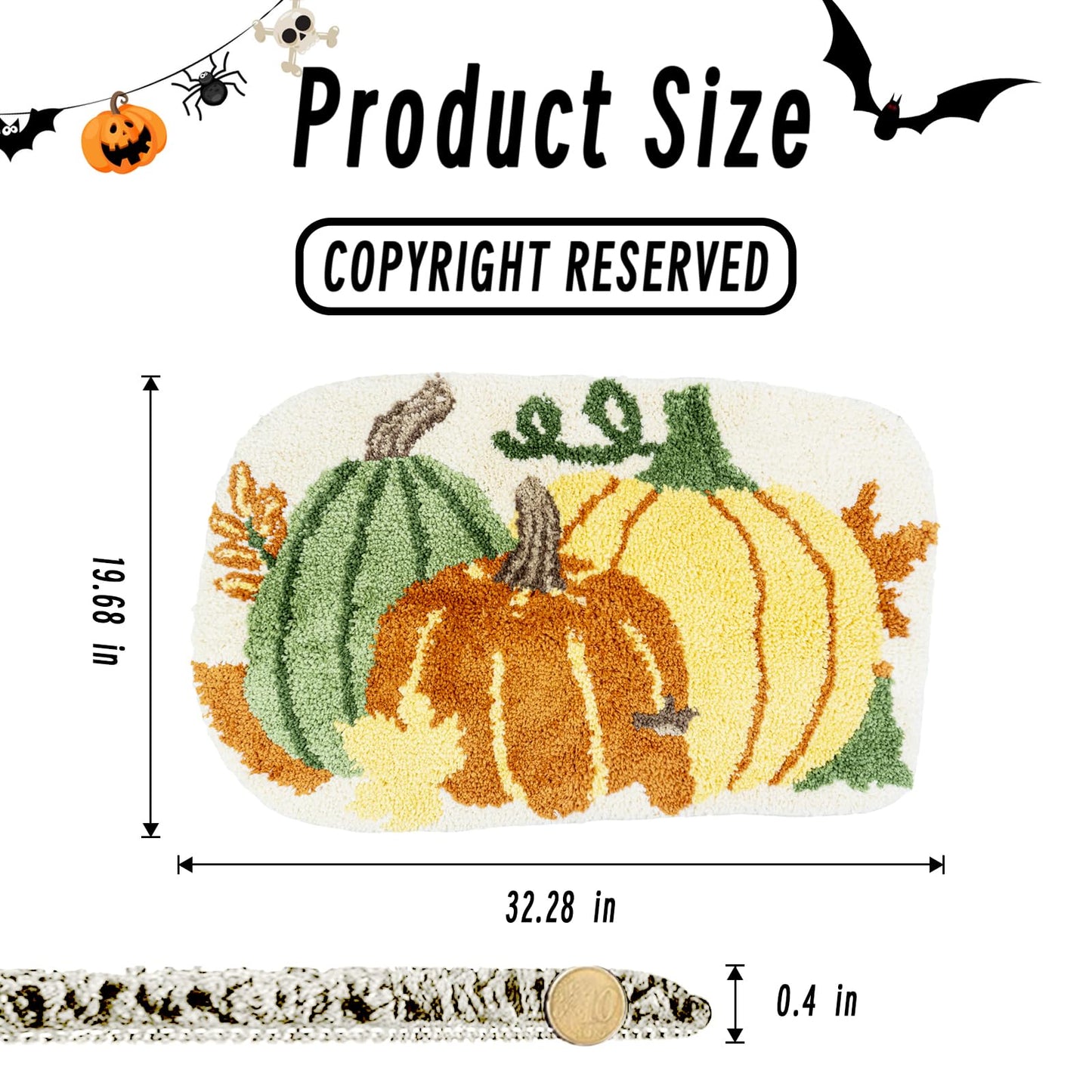 Good Haus Halloween Bath Rug for Bathroom Spooky Ghosts Bath Mat Bat Doormat Non Slip Cute Rugs for Kitchen Bedroom Holiday Outdoor Bedroom(Festival Pumpkin)
