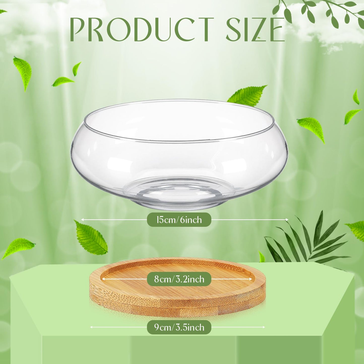 Baderke 8 Sets Glass Planter Bowls for Flowers with Tray 6'' Round Glass Vase Bowl Hydroponic Lotus Planter Pot Propagation Vases Fish Bowl for Plants Indoor Windowsill Kitchen Desktop Wedding Decor