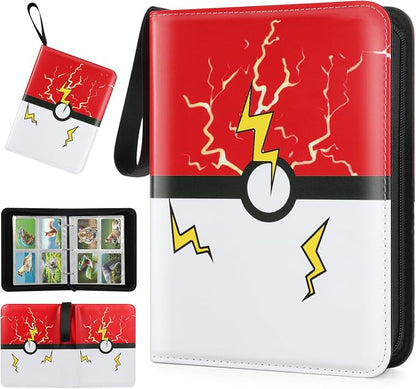 Trading Card Binder, 4 Pockets 400 Cards Holder Collector Album with 50 Removable Sleeves Compatible with Pokemon Cards Football Baseball Card TCG MTG Game Sports Cards