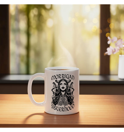 Morrigan Sisterhood Halloween Gothic Witch Wiccan Pop Art Ceramic Mug, White