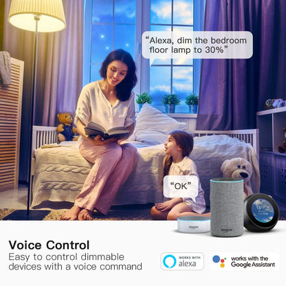 TREATLIFE Dimmable Smart Plug 2 Pack, 2.4GHz Smart Plug Works with Alexa, Google Home and SmartThings, for Dimmable LED, CFL, Incandescent and Halogen Lamps, Sunrise and Sunset Simulation, Sleep Aid