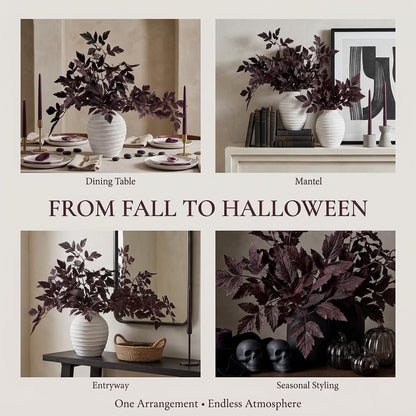 Power Your Lawn Fall Decorations for Home – Set of 3 Faux Plum Purple Cimicifuga Stems, 24” Realistic Autumn Branches for Vase, Table Centerpiece, Mantel & Halloween Decor