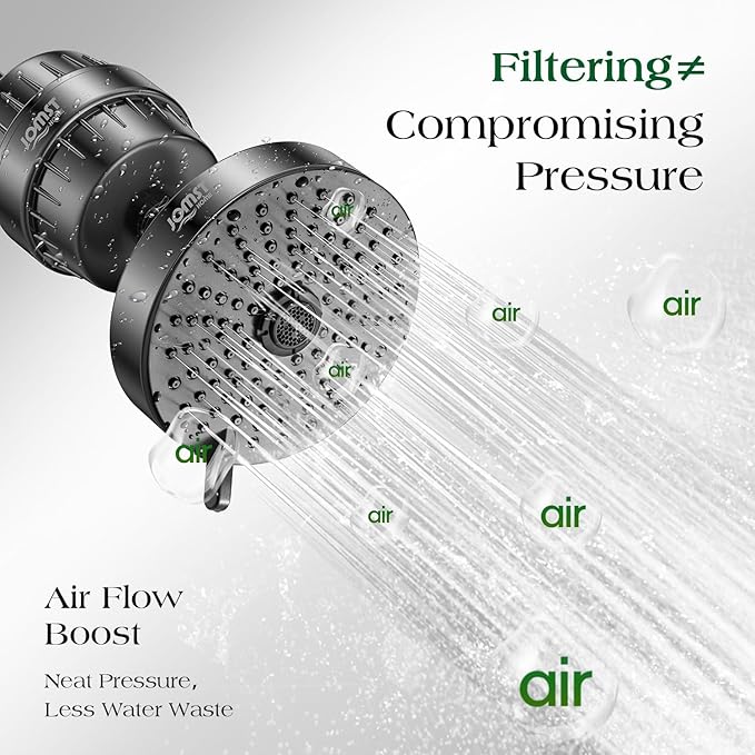 Filtered Shower Head COMBO – for Healthier Skin & Hair | 3 Mode High Pressure Shower Heads with 25-Stage Filtration | Removes 99.947% Chlorine & Heavy Metals | Shower Head with Filters - Black