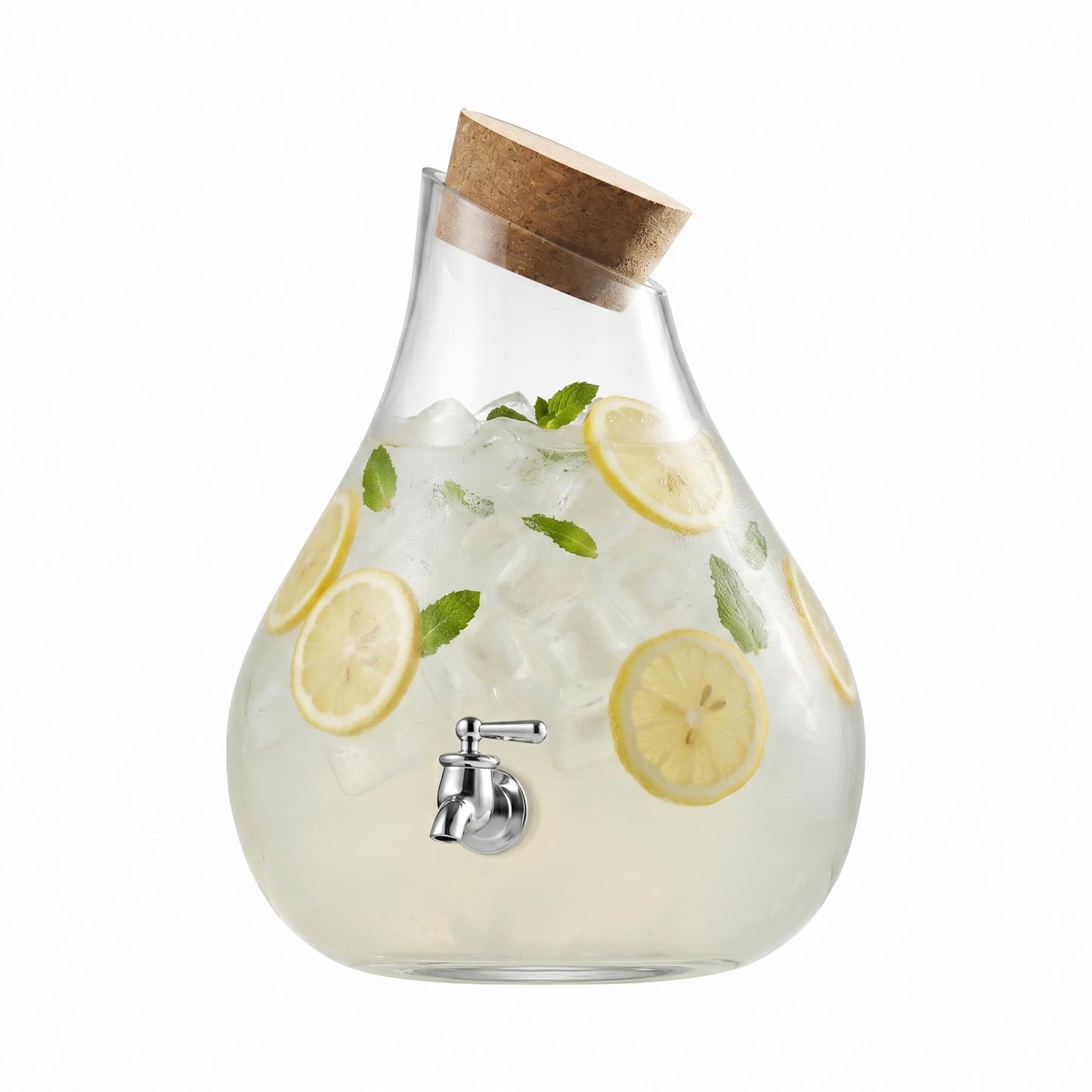 Style Setter Beverage Dispenser Cold Drink Dispenser Glass Jug, Metal Stand & Leak-Proof Acrylic Spigot Great for Parties, Weddings & More (2.5 Gallon, Glass with Cork Lid)