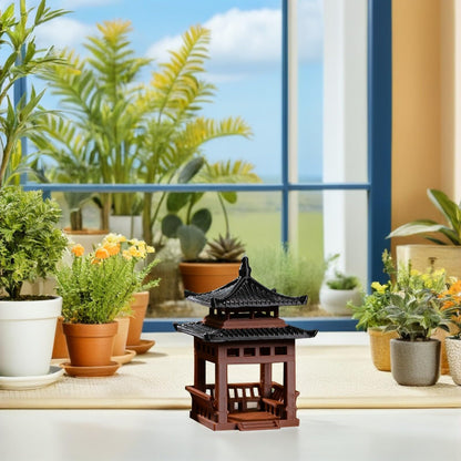 SUPVOX Miniature Pavilion Statue: 3.14" Tall Traditional Pagoda Decor for Bonsai, Succulent, and Desktop Zen Gardens - Tiny Micro-Landscape Ornament
