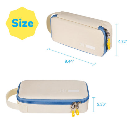 ECHSRT Pencil Case for Men Women, Large Pen Bag for Adults, Portable Pencil Pouch Aesthetic with Handle, Zipper Cases for Office Organizer Beige