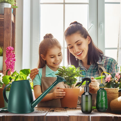 Reallnaive 1/2 Gallon Long Spout Watering Can Set for Indoor & Outdoor Plants – Includes Spray Bottle, Squeeze Bottle, Watering Globes & Soil Moisture Meter for Garden & House Plants(Dark Green)