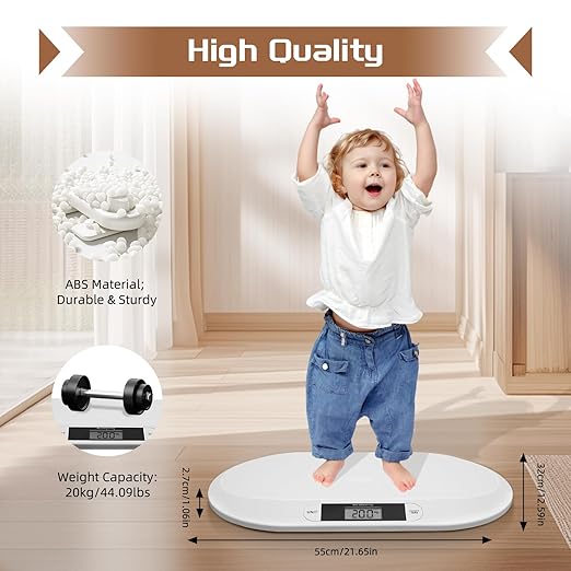 Digital Baby Scale, Infant Scale with LCD Screen, Multifunctional Pet Weight Scale for Cats and Dogs, 20kg/44lbs Load Capacity, Accurate 10g, Auto Off (Kg/Lbs/Stones)