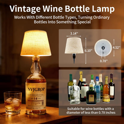 NVJGROP Wireless Bottle Lamp,Rechargeable RGB Linen Bottle Stopper Lamp Have 6000mAh Battery Continuous Use for 20-60 Hours，Suitable for Bedrooms Bars Living Rooms Table（2 Pack）