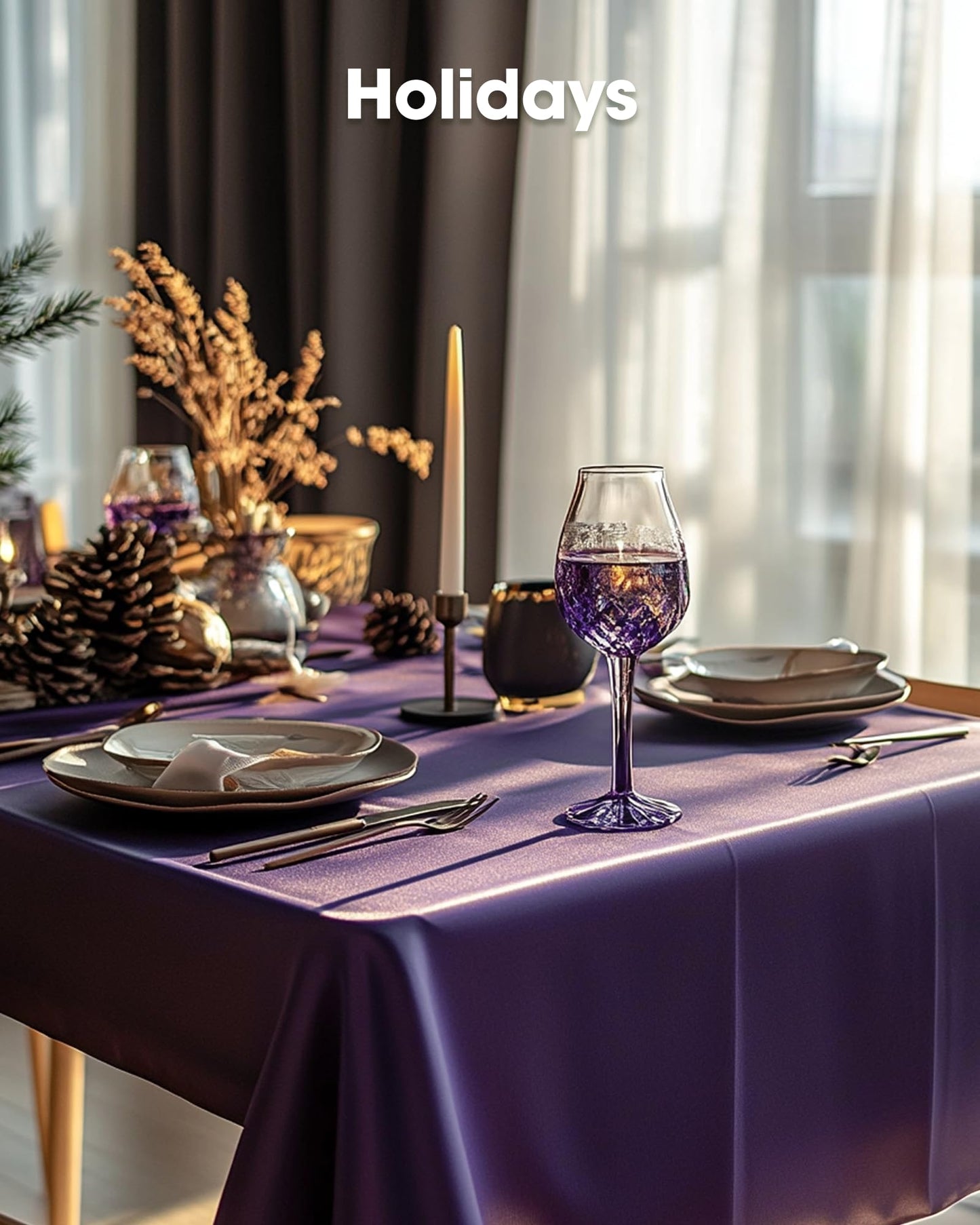 Pureegg Plastic Table Cloth Disposable 20 Pack, 54 x 108 Inch Table Cloths, Graduation Decorations Class of 2026, Graduation Party Tablecloths, Rectangle, Plastic Cover, Leakproof & Sturdy, Purple