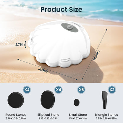 StateRiver Shell Hot Stones Massage Set, 18-Piece Basalt Hot Stones with Heater Kit, Featuring an Elegant Seashell Design for Spa Use. Perfect for Relaxation, Healing, and Pain Relief. （White）