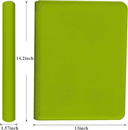 12 Pocket Card Binder, 720 Pockets PU Leather Zipper Trading Card Collection Album, Side-Loading Card Storage Folders for MTG, TCG, Game/Sport Crads (Apple Green, 12 Pockets)