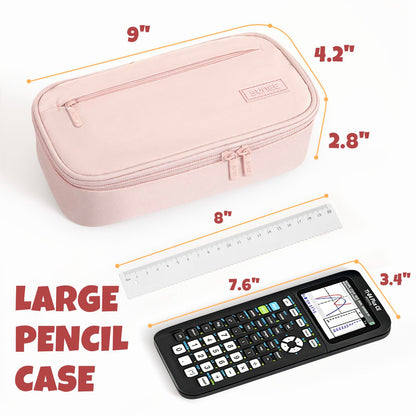 SUNEE Cute Pencil Case, Large Capacity Pencil Pouch, Big Storage Organizer for Stationery, Zipper Pen Bag,Back to School Supplies,Office Water-Repellent Nylon Pencil Bag for Teen Girls Boys,Light Pink