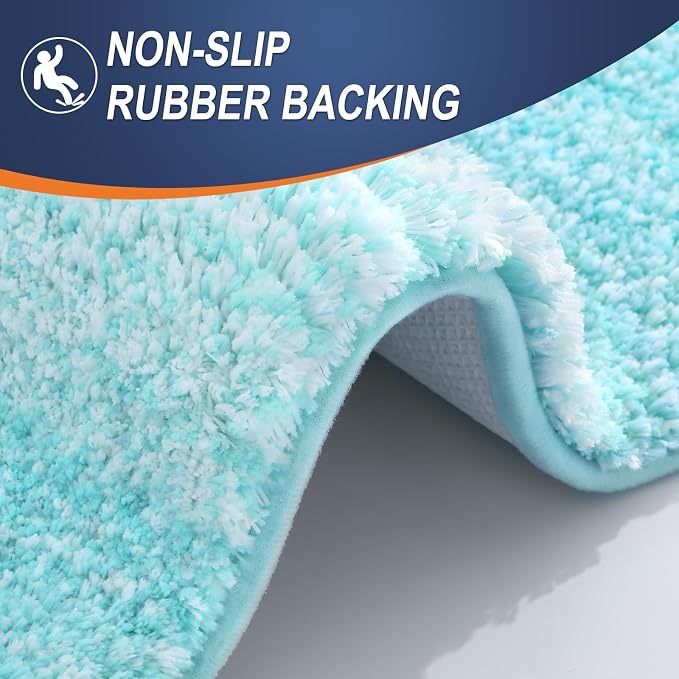 OLANLY Bathroom Runner Rugs Mat 47x20, Extra Soft Absorbent Microfiber Bath Rugs, Rubber Backing, Quick Dry, Washable Long Bath Mats for Bathroom Floor, Tub and Shower, Home Decor Accessories, Teal