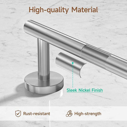 USHOWER Brushed Nickel Bathroom Hardware Set, Modern 18-Inch Towel Bar Set Wall Mounted, Durable SUS304 Stainless Steel Bathroom Accessories Set, 8-Piece