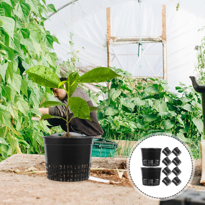 DOITOOL 5 Inch Hydroponic Mesh Basket, 10pack Hydroponic Net Pots, Slotted Mesh Net Cups, Self Watering Baskets Pots for Aquaponics Orchids Indoor Outdoor Growing Plants (Black)