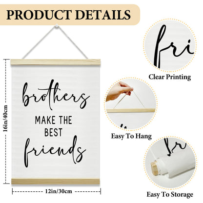 Nopoben Brothers Poster Hanger Frame - Brothers Make the Best Friends, Kids Room Wall Art With Wooden Poster Hanger, Playroom Boys Bedroom Game Room Decor(12x16 Inches)-06