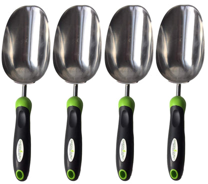 Garden Guru Super Strong Garden Scoop Trowel Shovel Transplanter - Stainless Steel - Rust Resistant - Ergonomic Grip - Perfect Hand Shovel for Gardening Transplanting and Digging (4 Pack)
