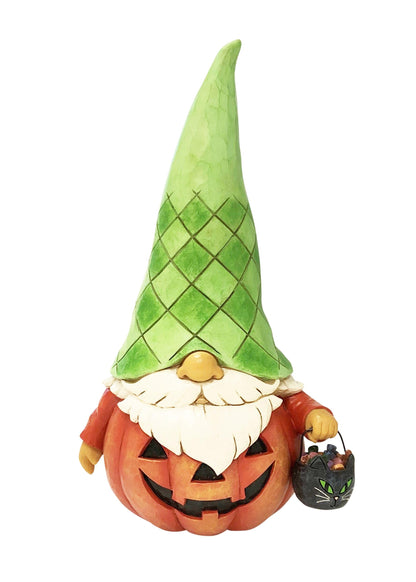 Enesco Jim Shore Heartwood Creek Halloween Collection Pumpkin Trick or Treat Gnome Figurine- Stone Resin Hand Painted Crafted Collectible Gnomes Halloween Figurines Home Decor Statue, 6.97 Inch