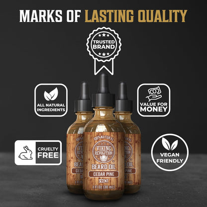 Viking Revolution Sandalwood Beard Oil for Men - Natural Mens Beard Oil with Argan Oil and Jojoba Oil - Beard Softener, Strengthens and Moisturizes - Beard Conditioner for Men (Sandalwood, 1 Pack)
