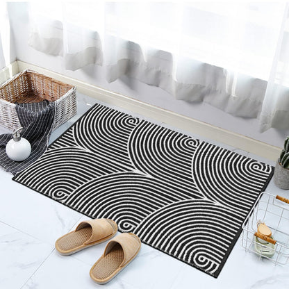 Tiffasea Front Door Mat 2'x3', Machine Washable Welcome Mats Cotton Woven Small Rug Reversible Indoor Outdoor Rugs Layered Floor Mat for Entryway/Kitchen/Bathroom/Bedroom(Black and White)