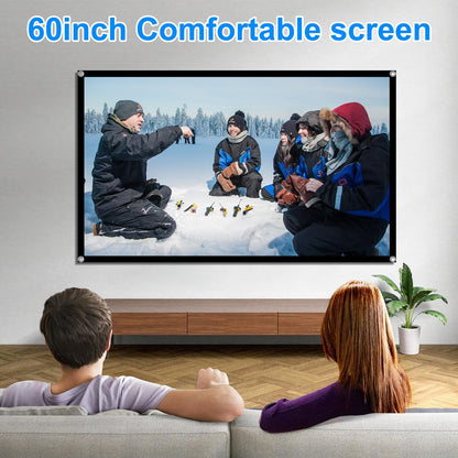 60 Inch Projector Screen, OKEDUO 4K 16:9 HD Portable Black Backing Movie Screen, Anti-Crease Indoor Outdoor Simple Install Foldable Projection Screen for Camping, RVing, Outdoor Theater Nights