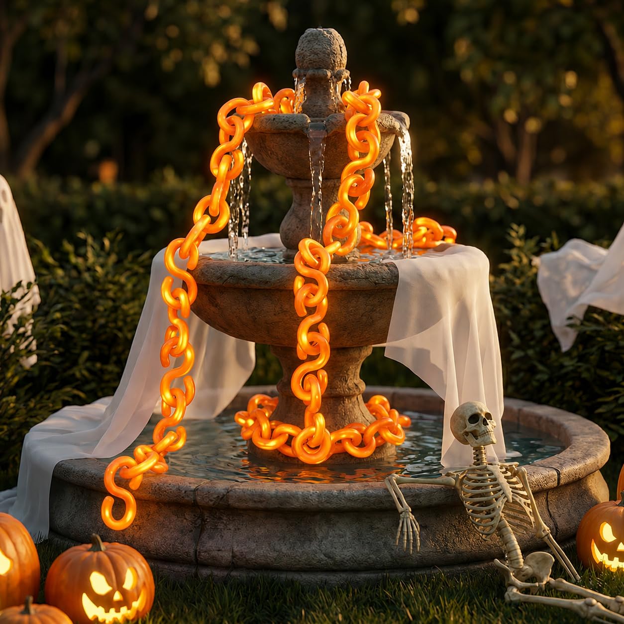 amadecohome 10 ft Halloween Chain Lights Outdoor, Waterproof Orange Purple Plastic String Lights with 8 Lighting Modes and Timer, Halloween Decoration for Skeleton Dog, Spooky, Creepy Costumes Party