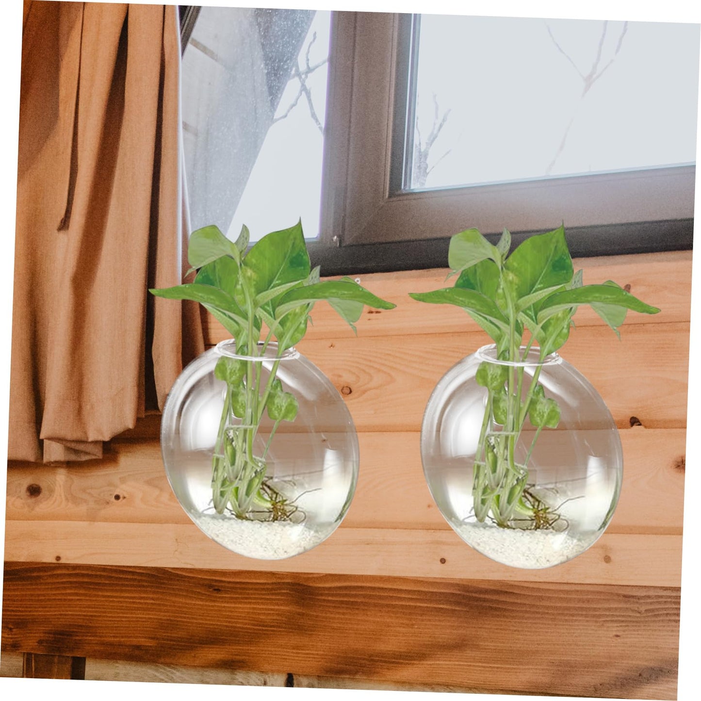 OUNONA Wall Hanging Hydroponic Glass Terrarium Planter Transparent Wall Flower Vase Space Saving Decorative Bottle for Small Apartments and Indoor Plants