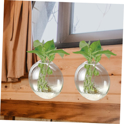 OUNONA Wall Hanging Hydroponic Glass Terrarium Planter Transparent Wall Flower Vase Space Saving Decorative Bottle for Small Apartments and Indoor Plants